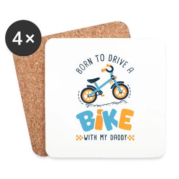 Né pour faire du vélo avec mon papa naissance bébé - Dessous de verre (lot de 4) - blanc - Devant