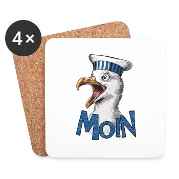 Moin Möwe - Untersetzer (4er-Set) - Weiß - Vorne