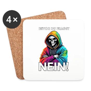 Bevor du fragst NEIN Lustiger Spruch - Untersetzer (4er-Set) - Weiß - Vorne