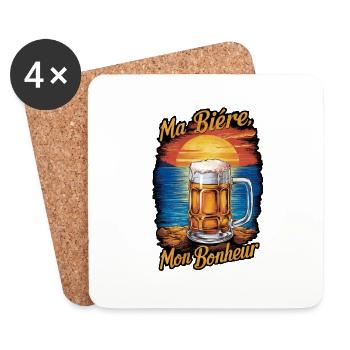 ma biere, mon bonheur. humour alcool - Dessous de verre (lot de 4) - blanc - Devant