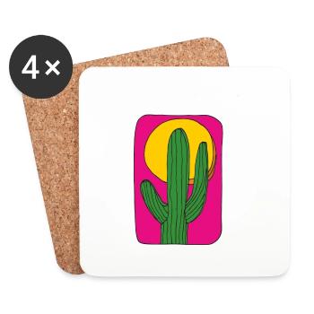 Cactus Mexique Soleil - Dessous de verre (lot de 4) - blanc - Devant