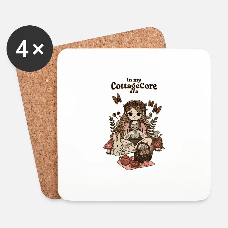 CottageCore-Ära - Untersetzer (4er-Set) - Weiß