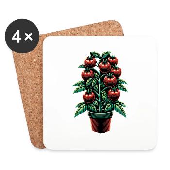 Tomatenpflanze Tomate Gardening - Untersetzer (4er-Set) - Weiß - Vorne