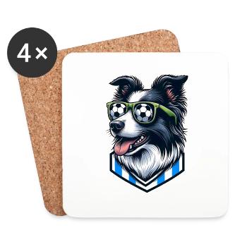Border Collie Dog Soccer Player Ball Champion - Coasters (set of 4) - white - Front