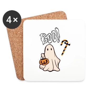 Booo Halloween - Untersetzer (4er-Set) - Weiß - Vorne