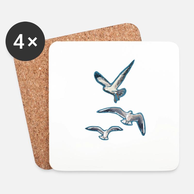 Abstract Seagulls - Coasters (set of 4) - white