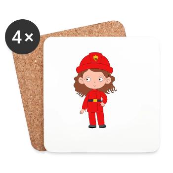 Firefighter Girl - Coasters (set of 4) - white - Front