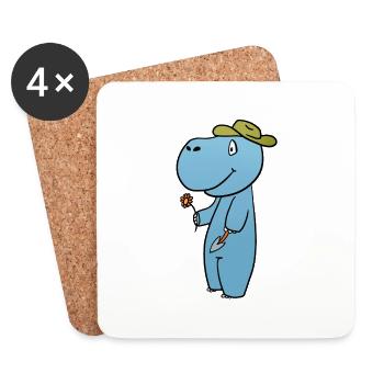 Jardin d’hippopotames - Dessous de verre (lot de 4) - blanc - Devant