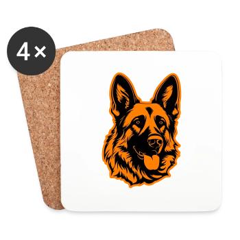 German Shepherd Dog Head - Coasters (set of 4) - white - Front