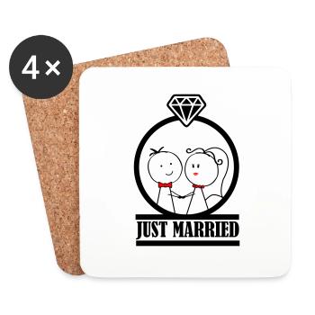 couple vient de se marier 001 - Dessous de verre (lot de 4) - blanc - Devant