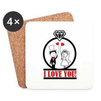 i love you 2 - Coasters (set of 4) - white - Front