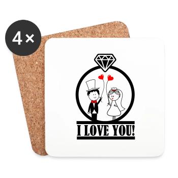 je t'aime 1 - Dessous de verre (lot de 4) - blanc - Devant