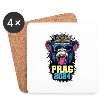 Prag 2024 Affe - Untersetzer (4er-Set) - Weiß - Vorne