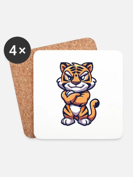Tiger Comic - Untersetzer (4er-Set) - Weiß