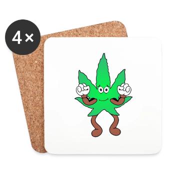 Der Bloom - Weed Cannabis Stoned Hanf Marihuana - Untersetzer (4er-Set) - Weiß - Vorne