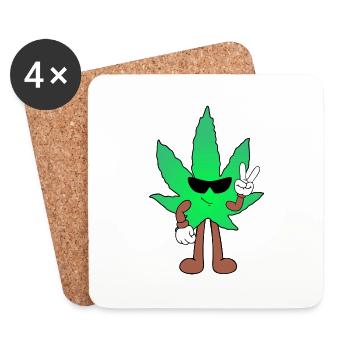 Der Bloom - Weed Cannabis Stoned Hanf Marihuana - Untersetzer (4er-Set) - Weiß - Vorne