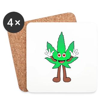 Der Bloom - Weed Cannabis Stoned Hanf Marihuana - Untersetzer (4er-Set) - Weiß - Vorne