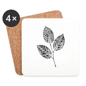 Blätter Buche Ast / Natur & Wald - BOTANISCH - Untersetzer (4er-Set) - Weiß - Vorne