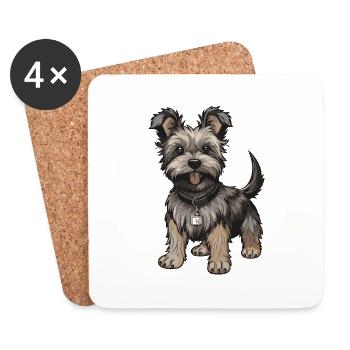 Yorkshire Terrier Dog - Coasters (set of 4) - white - Front