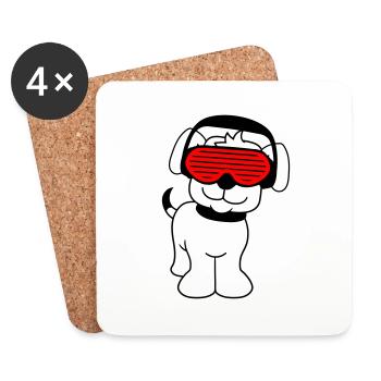 Cooler Süßer DJ Hund Haustier Welpe Party Musik - Untersetzer (4er-Set) - Weiß - Vorne