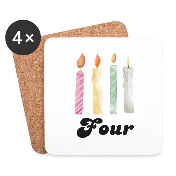 4e anniversaire bougie - Dessous de verre (lot de 4) - blanc - Devant