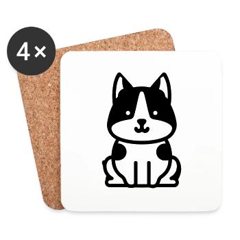 Hund - Untersetzer (4er-Set) - Weiß - Vorne