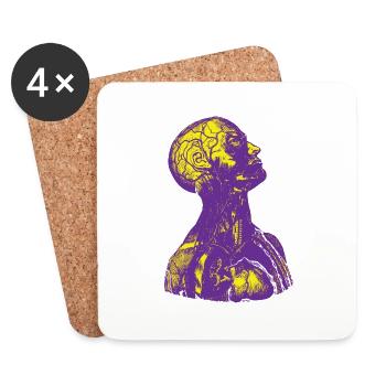 Purple and Yellow Human Anatomy - Coasters (set of 4) - white - Front