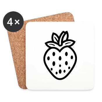 fraise - Dessous de verre (lot de 4) - blanc - Devant