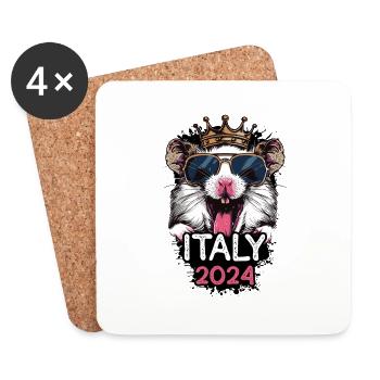 Italie 2024 Hamster de fête - Dessous de verre (lot de 4) - blanc - Devant