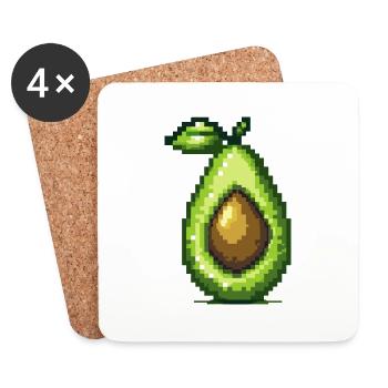 Icône de pixel Avokado - Dessous de verre (lot de 4) - blanc - Devant