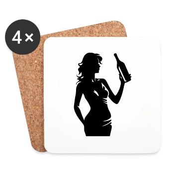 Femme Fête Silhouette Boire Vin - Dessous de verre (lot de 4) - blanc - Devant