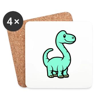 Bande dessinée Dinosaure Brontosaure - Dessous de verre (lot de 4) - blanc - Devant
