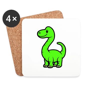 Bande dessinée Dinosaure Brontosaure - Dessous de verre (lot de 4) - blanc - Devant
