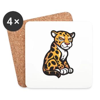 guépard - Dessous de verre (lot de 4) - blanc - Devant