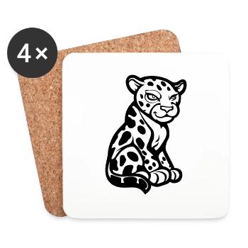 Bande dessinée Guépard Animal - Dessous de verre (lot de 4) - blanc - Devant