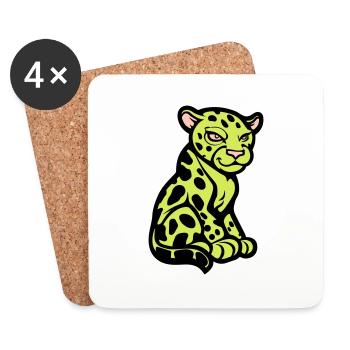 Bande dessinée Guépard Animal - Dessous de verre (lot de 4) - blanc - Devant