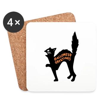 chat d'halloween - Dessous de verre (lot de 4) - blanc - Devant
