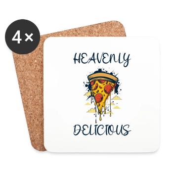 Heavenly Delicious Pizza Slice - Coasters (set of 4) - white - Front