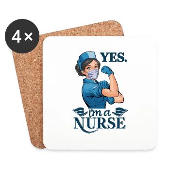Lustige Krankenschwester mit Humor - Untersetzer (4er-Set) - Weiß - Vorne