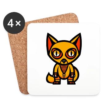 Renard Halloween Bande Dessinée Drôle - Dessous de verre (lot de 4) - blanc - Devant