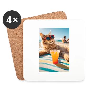 Chats - Pension - Dessous de verre (lot de 4) - blanc - Devant