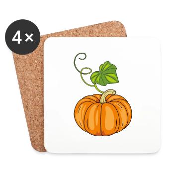 Ripe pumpkin with green leaf - Coasters (set of 4) - white - Front