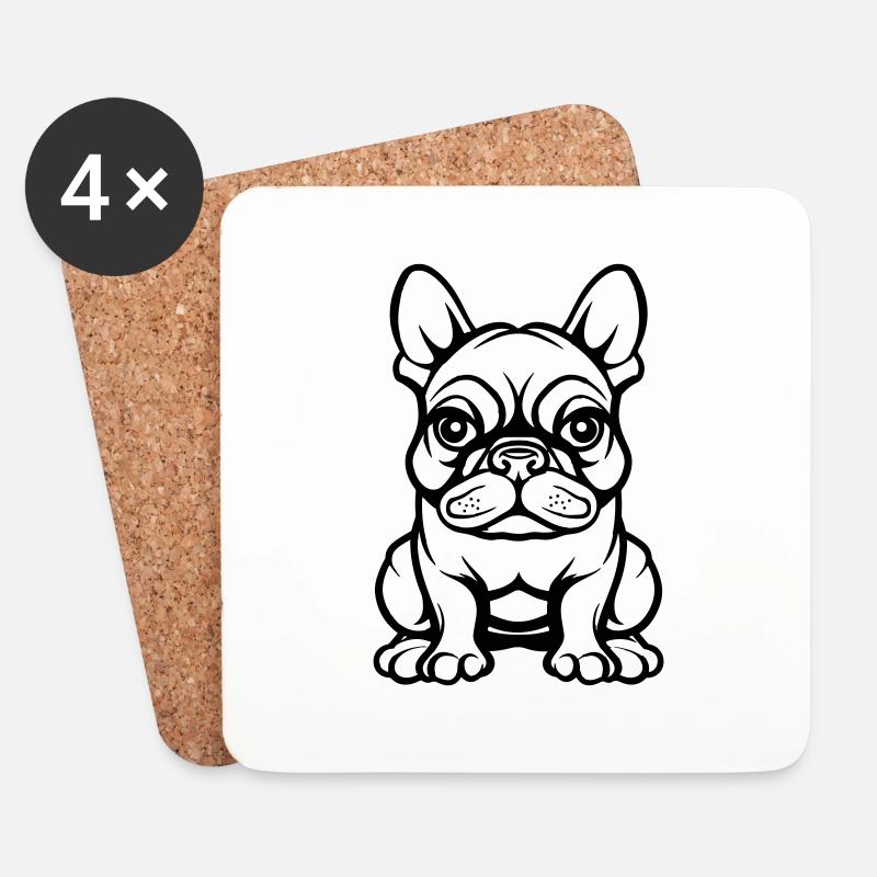 bulldogg hund comic - Untersetzer (4er-Set) - Weiß