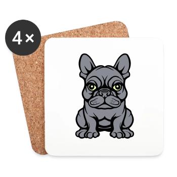 Bulldogg Chien Bande dessinée - Dessous de verre (lot de 4) - blanc - Devant