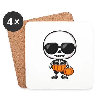 Zombie Halloween Skeleton Cool - Coasters (set of 4) - white - Front