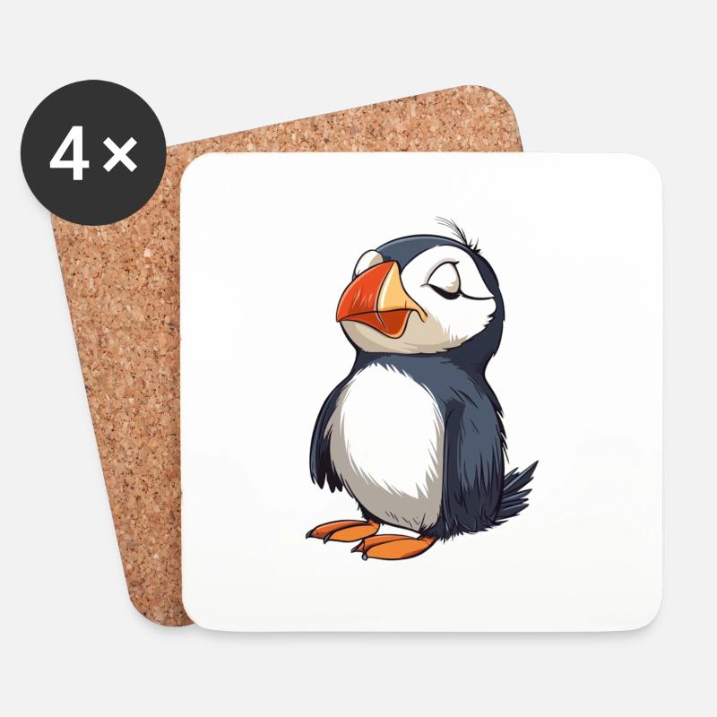 Sleeping Puffin - Untersetzer (4er-Set) - Weiß