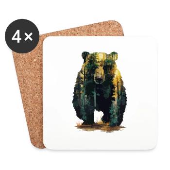 Wald Bär Natur Wildlife Kunst Berg Tier - Untersetzer (4er-Set) - Weiß - Vorne