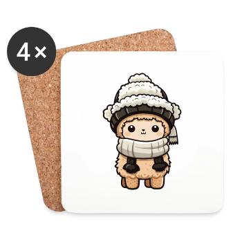 Alpaga Hiver Lama Bande Dessinée Mignon - Dessous de verre (lot de 4) - blanc - Devant