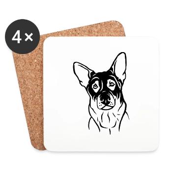 Schäferhund - Untersetzer (4er-Set) - Weiß - Vorne