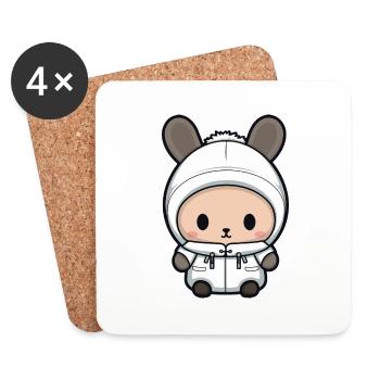 Lapin Hiver Bande Dessinée Mignon - Dessous de verre (lot de 4) - blanc - Devant